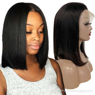 Factory price cheap virgin human hair short curly bob, lovely 13*4 hd frontal bob wig,100% human hair wigs